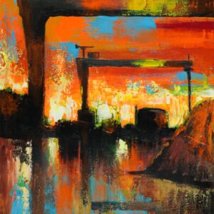 H & W - THE CRANES by John Stewart | Original Oil Painting | £275