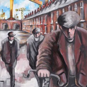HARLAND & WOLFF HEADING DOWN THE STREET by John Stewart | Original Oil Painting | £395