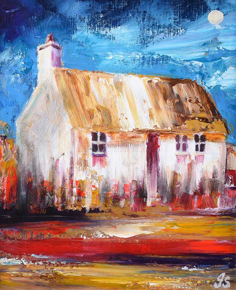 530-264.jpg OLD IRISH COTTAGE by John Stewart | Original Oil Painting | £395